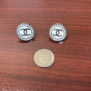 Elegant Silver & White Stud Earrings